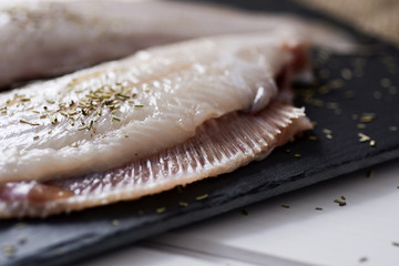 raw filleted common sole