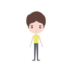 colorful caricature thin male in clothes with hairstyle