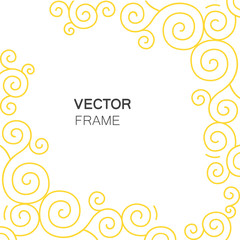 Ornate gold frame with copy space for text made in modern line style vector.