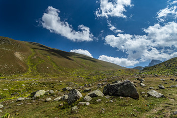 Landscape view of Kackar Mountains or simply Kackars, in Turkish Kackar Daglari or Kackarlar located in Rize, Turkey.