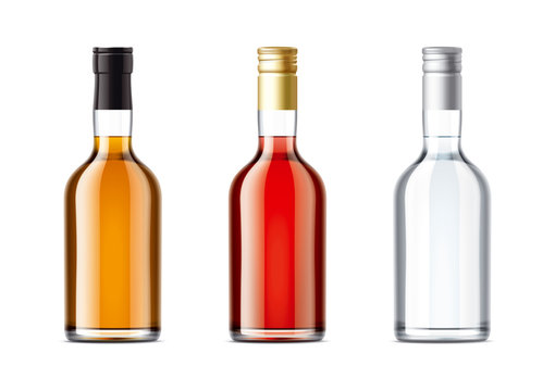 Blank bottles set of alcohol drink 