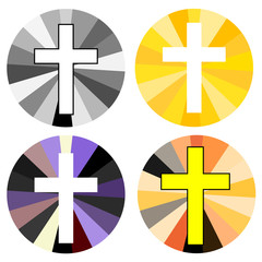 Obraz premium Set of color christian cross. Faith and religion. Vector illustration