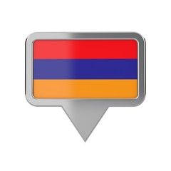 Armenia flag location marker icon. 3D Rendering