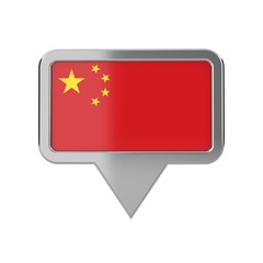 China flag location marker icon. 3D Rendering
