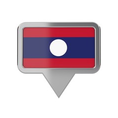 Laos flag location marker icon. 3D Rendering