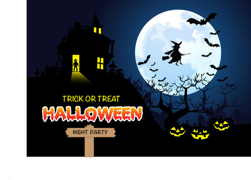Happy Halloween Night Party design for holiday festival vector illustration.