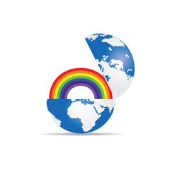 globe with rainbow illustration