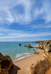 Stunning seascape with Atlantic ocean. Pinhao Beach and Dona Ana beach, Lagos, Algarve, Portugal
