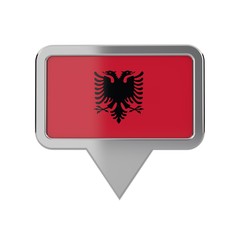 Albania flag location marker icon. 3D Rendering