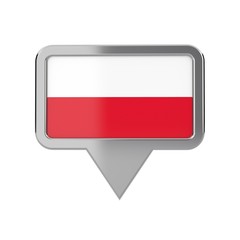 Poland flag location marker icon. 3D Rendering