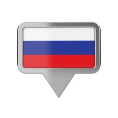 Russia flag location marker icon. 3D Rendering