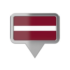 Latvia flag location marker icon. 3D Rendering