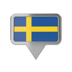 Sweden flag location marker icon. 3D Rendering