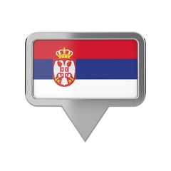 Serbia flag location marker icon. 3D Rendering