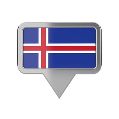 Iceland flag location marker icon. 3D Rendering