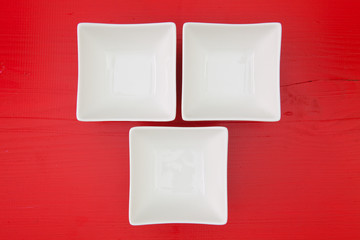 Empty ceramic bowls for sushi