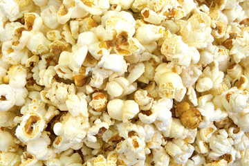 Popcorn on the white background