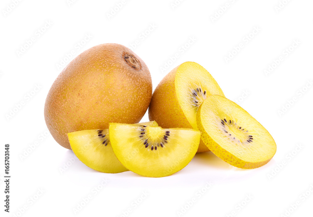 Wall mural yellow kiwi fruit isolated on white background