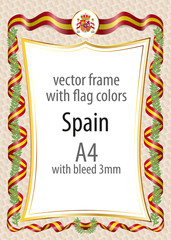 Frame and border  with the coat of arms and ribbon with the colors of the Spain flag