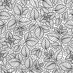 Vector seamless pattern  of mint leaves .