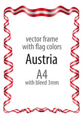 Frame and border  with the coat of arms and ribbon with the colors of the Austria flag