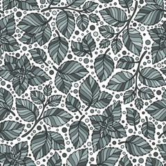 Hand drawn vector seamless pattern with mint leaves