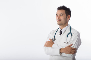 Fototapeta premium Doctor looking something with copy space