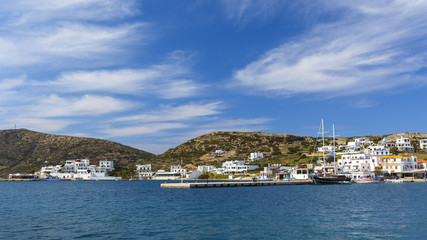 Fototapeta na wymiar View of the main village on Lipsi island in Greece. 