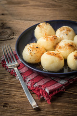 Potato dumplings with meat.