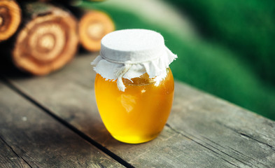 Can of natural sunflower honey