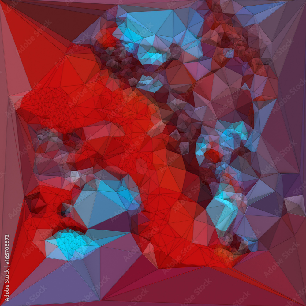 Poster Abstract colored polygonal triangular mosaic background. 3d rendering