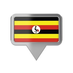 Uganda flag location marker icon. 3D Rendering