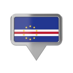 Cape Verde flag location marker icon. 3D Rendering