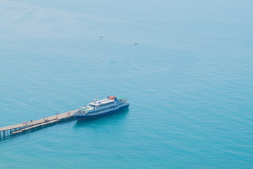 Pleasure craft at the sea pier in a sunny day