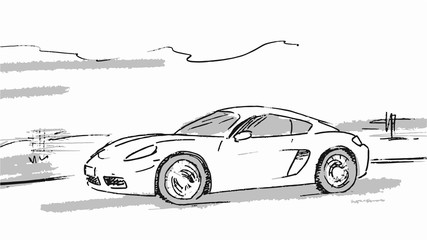 Car driving through the road. Vector sketch illustration for advertise, insurance company, storyboard, projects - 165709974