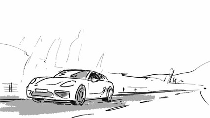 Car driving through the road. Vector sketch illustration for advertise, insurance company, storyboard, projects - 165709989