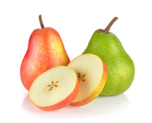 ripe pear on white background