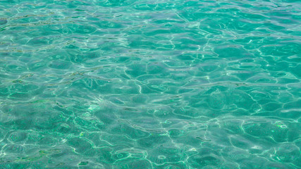 Fototapeta na wymiar Blue-green transparent and clean sea water background