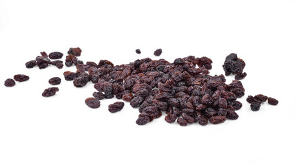 dried grapes on white