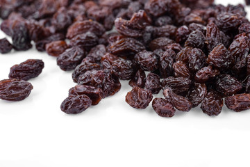 dried grapes on white