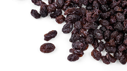 dried grapes on white