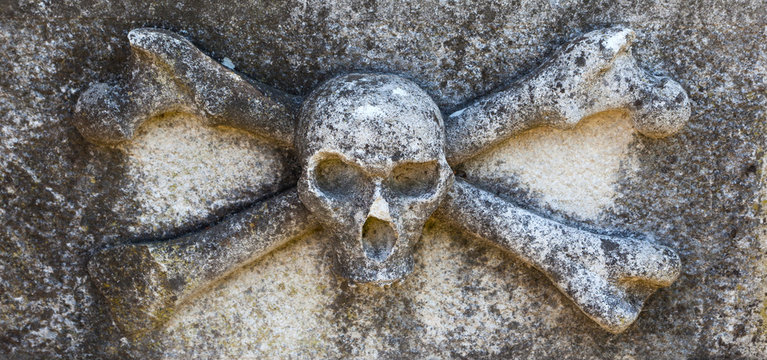 Skull and bones, Cemetery in  Buje, Croatia