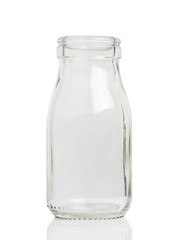 An empty milk bottle isolated on the white background.