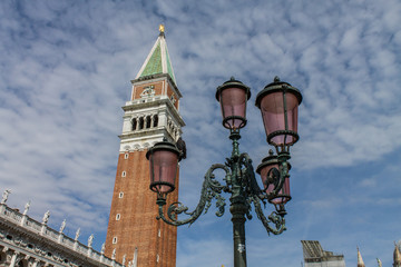 Fototapeta na wymiar Street lamp in San Marco Square, Venice