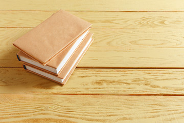 Books on the old Wooden table