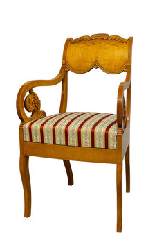 Antique Biedermeier chair with and wood carving