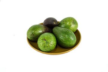 Group of avocado on white background.
