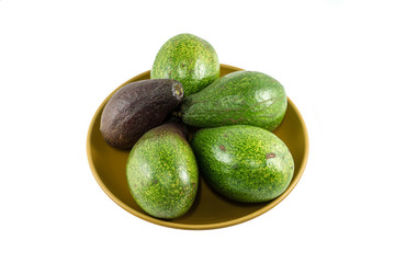 Group of avocado on white background.