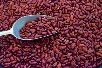 Close up Red beans with spoon background,azuki red bean