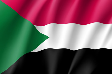 Sudan flag. National patriotic symbol in official country colors. Illustration of Africa state waving flag. Realistic vector icon
